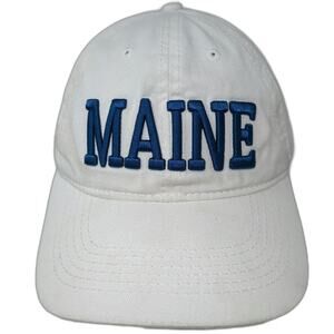 ESY Baseball Cap White Blue One Size Maine Embroidered Strapback Cotton hat